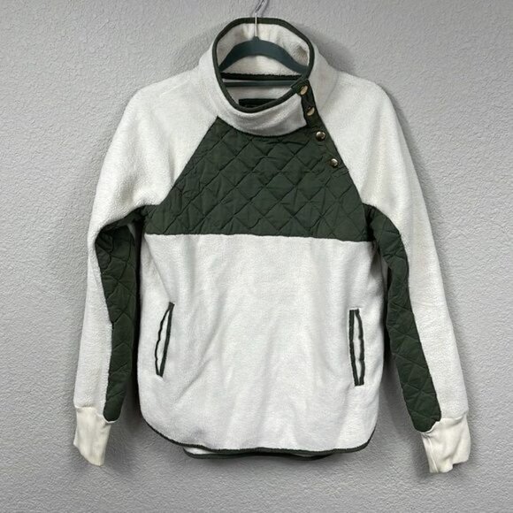 Abercrombie & Fitch Asymmetrical Snap Up Quilted Fleece Sweatshirt Size XS - Picture 4 of 11